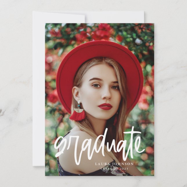 Invitation Fête de graduation de script moderne (Devant)