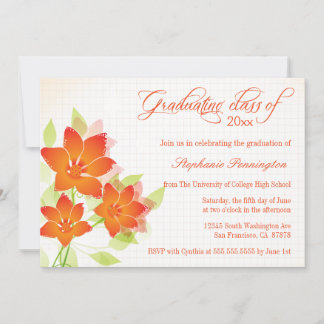 Invitation Fête de graduation des fleurs orange chic faire-pa