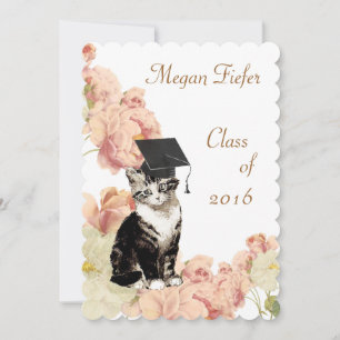 Invitation Fête de graduation des Roses roses roses de Kitten
