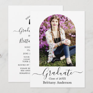 Invitation Fête de graduation en calligraphie d'arc moderne