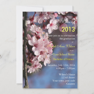 Invitation Fête de graduation en fleurs de cerisier rose