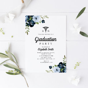Invitation Fête de graduation en soins infirmiers floraux ble