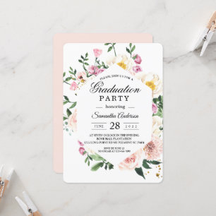 Invitation Fête de graduation florale colorée moderne