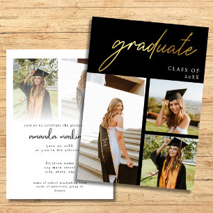 Invitation Fête de graduation Gold et Black Photo