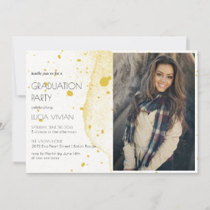 Invitation Fête de graduation Gold Photo Moderne