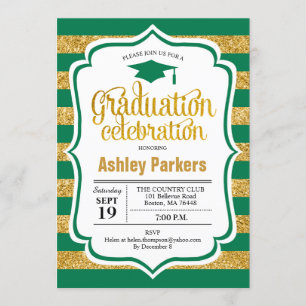 Invitation Fête de graduation - Gold vert