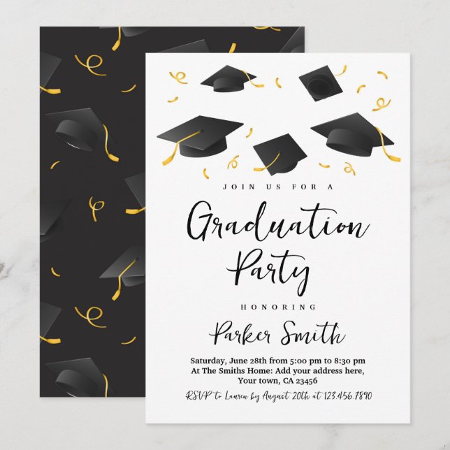 Invitation Fête de graduation moderne (Devant / Derrière)