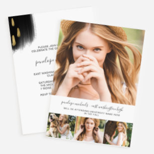 Invitation Fête de graduation moderne Black Splashes