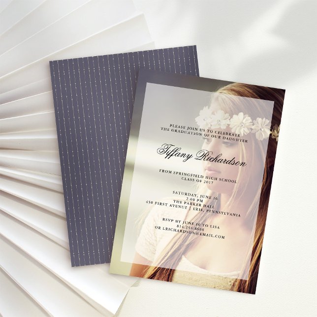 Invitation Fête de graduation moderne | Recouvrir avec photo (Créateur téléchargé)