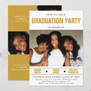 Invitation Fête de Graduation Multi Friend