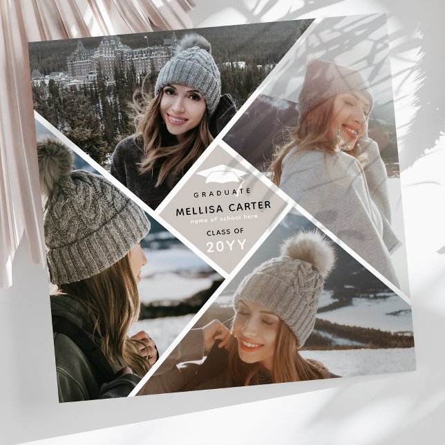 Invitation Fête de graduation Multi-Photo Moderne (Créateur téléchargé)