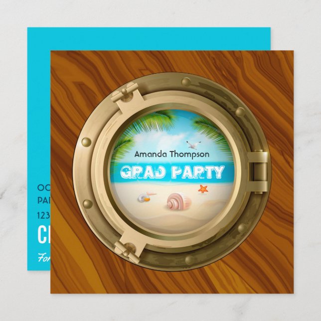 Invitation Fête de graduation nautique (Devant / Derrière)