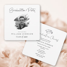 Invitation fête de graduation noir et blanc 2025