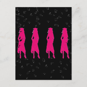 Invitation Fête de graduation noire et rose chaud