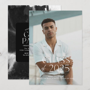 Invitation Fête de graduation photo blanche simple moderne
