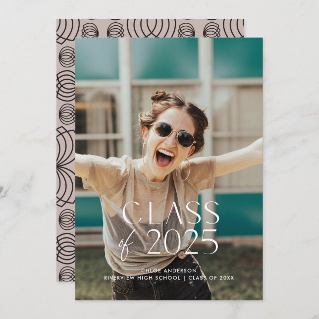 Invitation Fête de graduation photo blanche simple moderne (Devant / Derrière)
