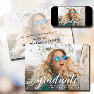 Invitation Fête de graduation photo de script moderne