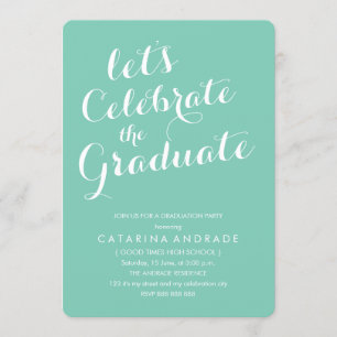 Invitation Fête de graduation photo moderne Aqua White