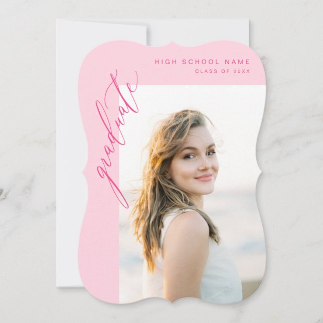 Invitation Fête de graduation photo rose chaud moderne (Devant)