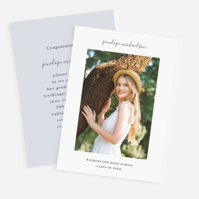 Invitation Fête de graduation photo simple et minimale (Créateur téléchargé)
