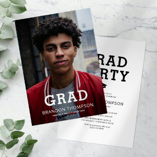 Invitation Fête de graduation photo simpliste moderne