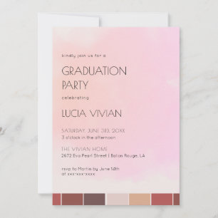 Invitation Fête de graduation rose vif moderne