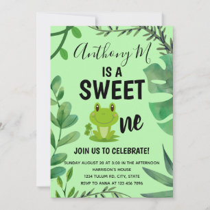 Invitation Fête de grenouille 1er anniversaire froggy thème v