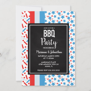Invitation Fête de grillades avec paillettes pour le jour du