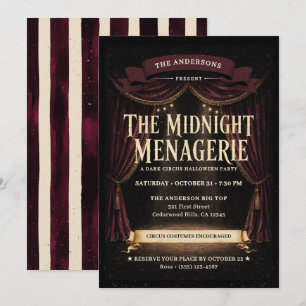 Invitation Fête de Halloween au cirque sombre vintage