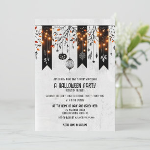 Invitation Fête de Halloween avec guirlande étincelante