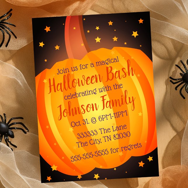 Invitation Fête de Halloween citrouille Bash Party Célébratio (Pumpkin Halloween Bash Party Spooky Celebration Invitation)