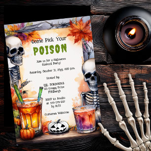 Invitation Fête de Halloween Cocktail de Poison squelette Vin