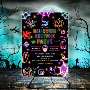 Invitation Fête de Halloween Costume Neon Lumineux Dans La Nu