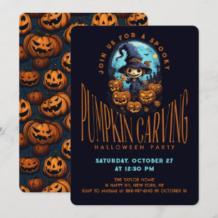 Invitation Fête de Halloween de découpage de citrouille effra