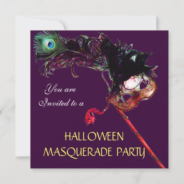 Invitation FÊTE DE HALLOWEEN EN MASQUERADE, Noir Violet (Devant)