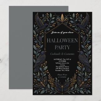 Invitation Fête de Halloween gothique Dark Raven