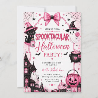 Invitation Fête de Halloween Spectaculaire Coquette Rose