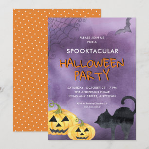 Invitation Fête de Halloween Spooktacular citrouilles noires