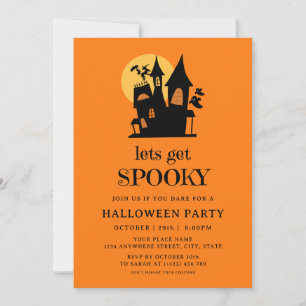 Invitation Fête de Halloween tenue de soirée adulte maison ha