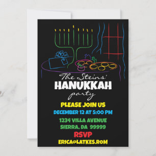 Invitation Fête de Hanukkah Table de Lumière