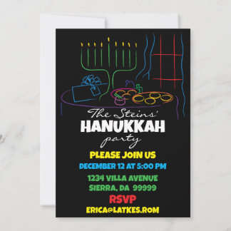 Invitation Fête de Hanukkah Table de Lumière