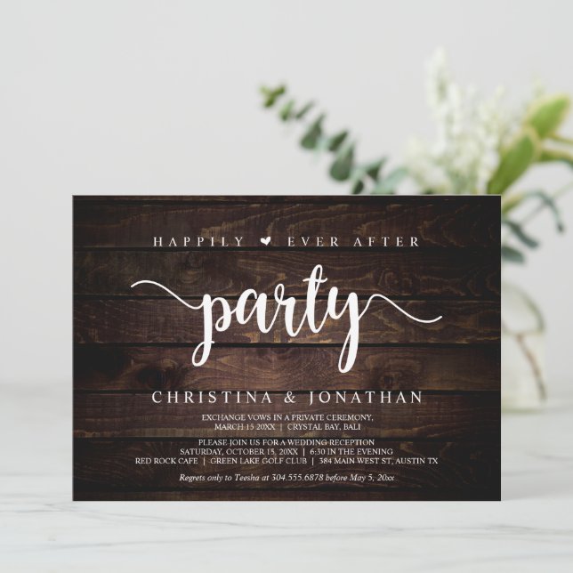 Invitation Fête de J'ai épousé mon amour pour toujours, Bois  (Debout devant)