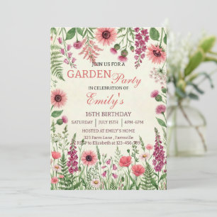 Invitation Fête de jardin aquarelle fleurs sauvages florale a
