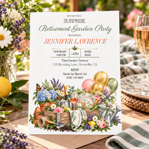 Invitation Fête de jardin de retraite élégante et surprise