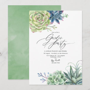 Invitation Fête de Jardin de Verdure Moderne de Plantes Succu