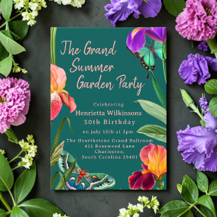 Invitation Fête de Jardin d'Été Papillon Floral 50e Anniversa