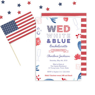 Invitation Fête de jeune fille WED Rouge Blanc et Bleu Enterr