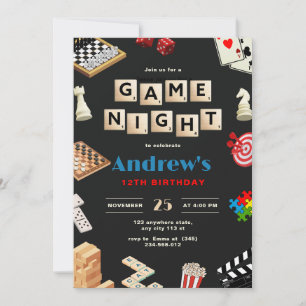 Invitation Fête de jeux d'anniversaire Jeux de société amusan
