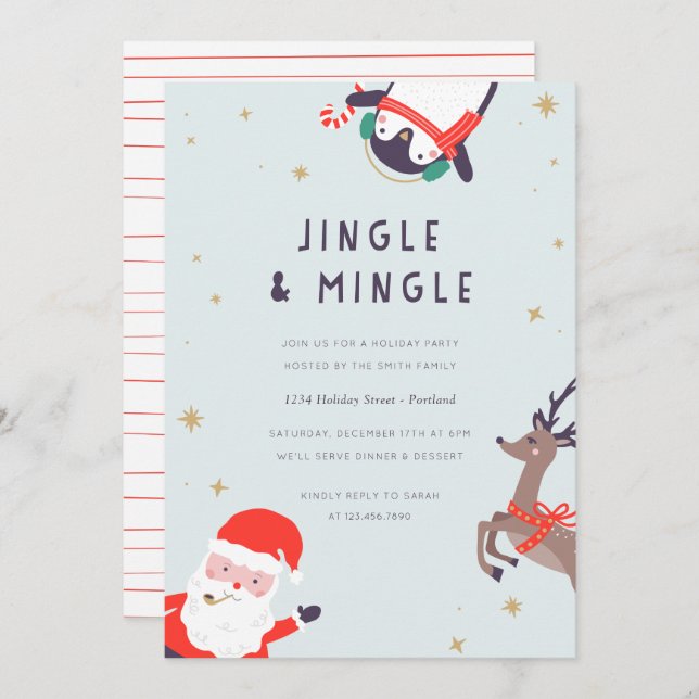 Invitation Fête de Jingle et Mingle (Devant / Derrière)
