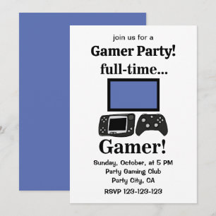 Invitation Fête de Joueur de Jeux Drôle de Joueur de Jeux